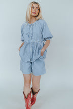 Blueberry Fields Gingham Tie Top