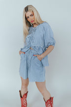 Blueberry Fields Gingham Tie Top