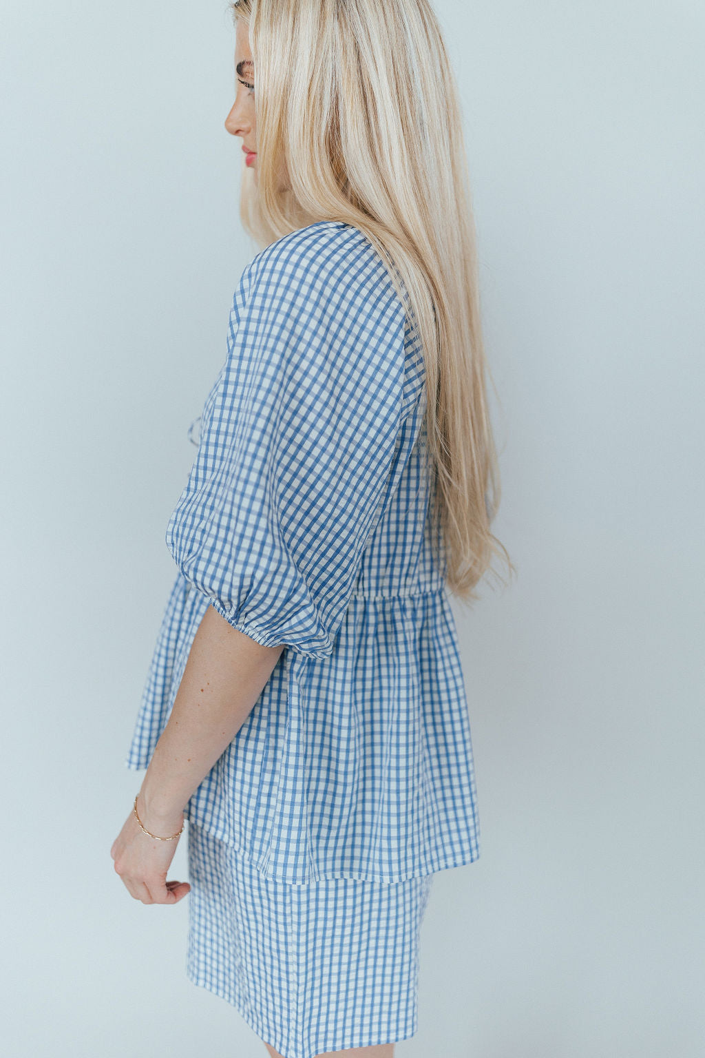 Blueberry Fields Gingham Tie Top