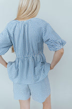 Blueberry Fields Gingham Tie Top