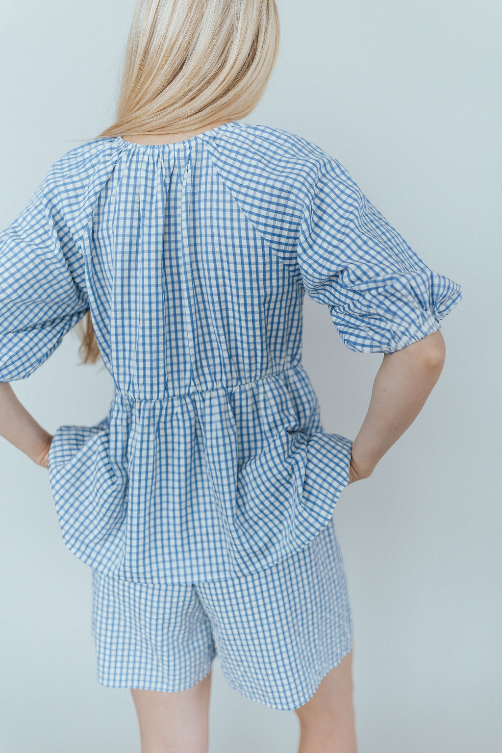 Blueberry Fields Gingham Tie Top