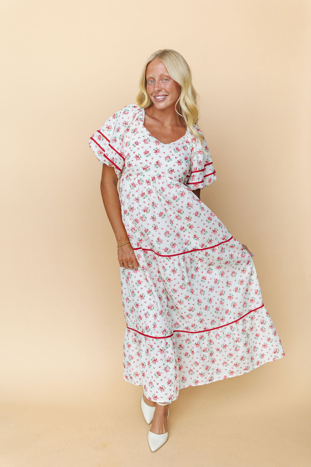 Margaret Floral Dress in Red