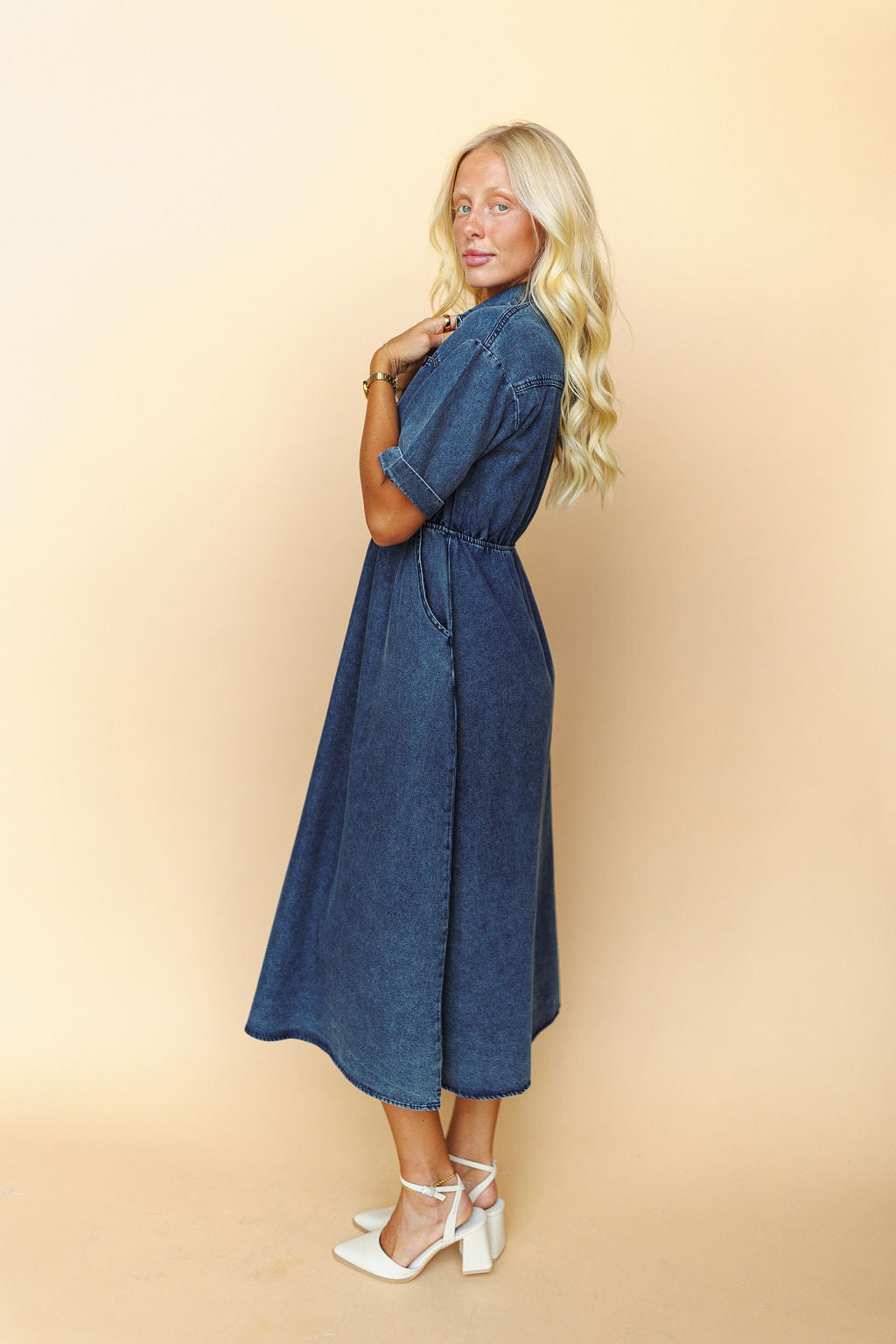ワンピース her lip to Marseille Belted Denim Dress her lip to Marseille Belted Denim Dress ワンピース
