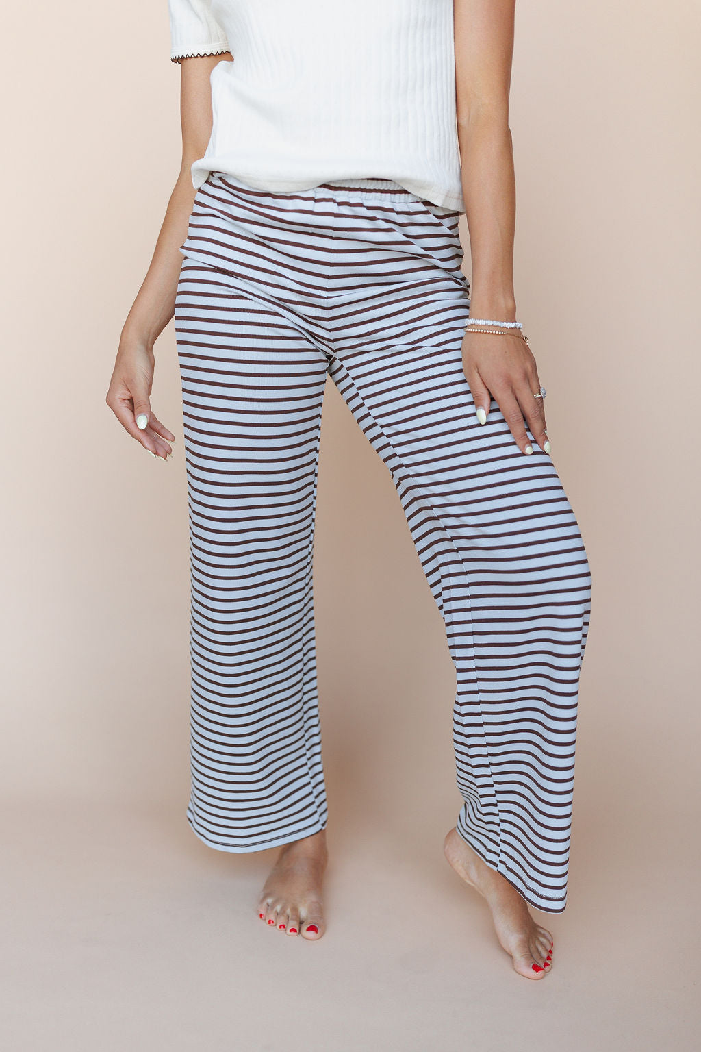 Gigi Pinstripe Pants in Blue/Brown