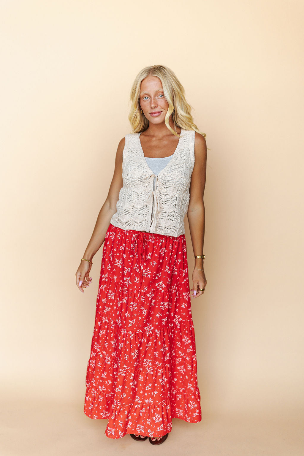 FINAL SALE - Cherry Blossom Maxi Skirt in Red Secondary image