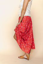 FINAL SALE - Cherry Blossom Maxi Skirt in Red