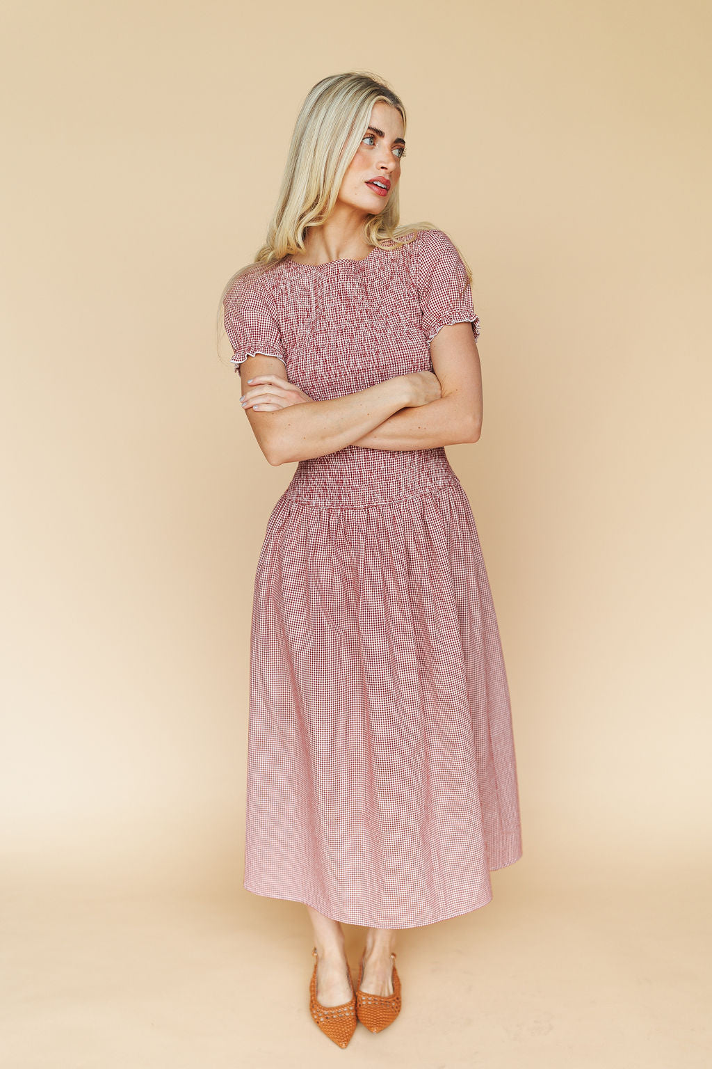Vienna Gingham Maxi in Red Main image