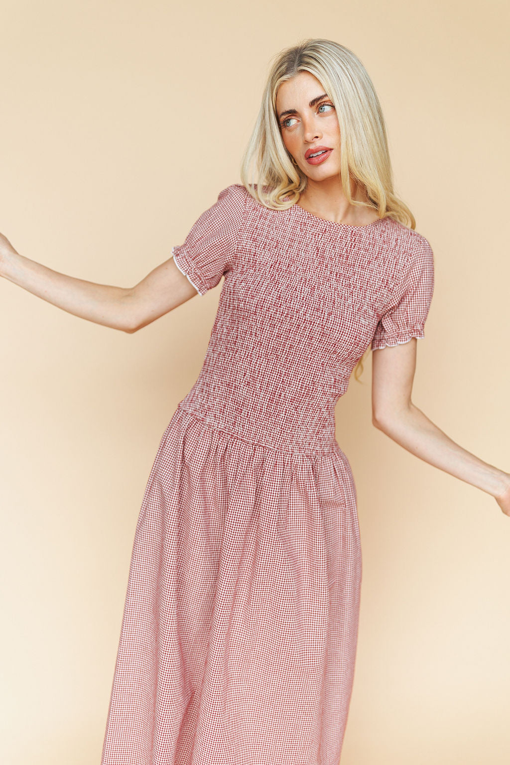 Vienna Gingham Maxi in Red