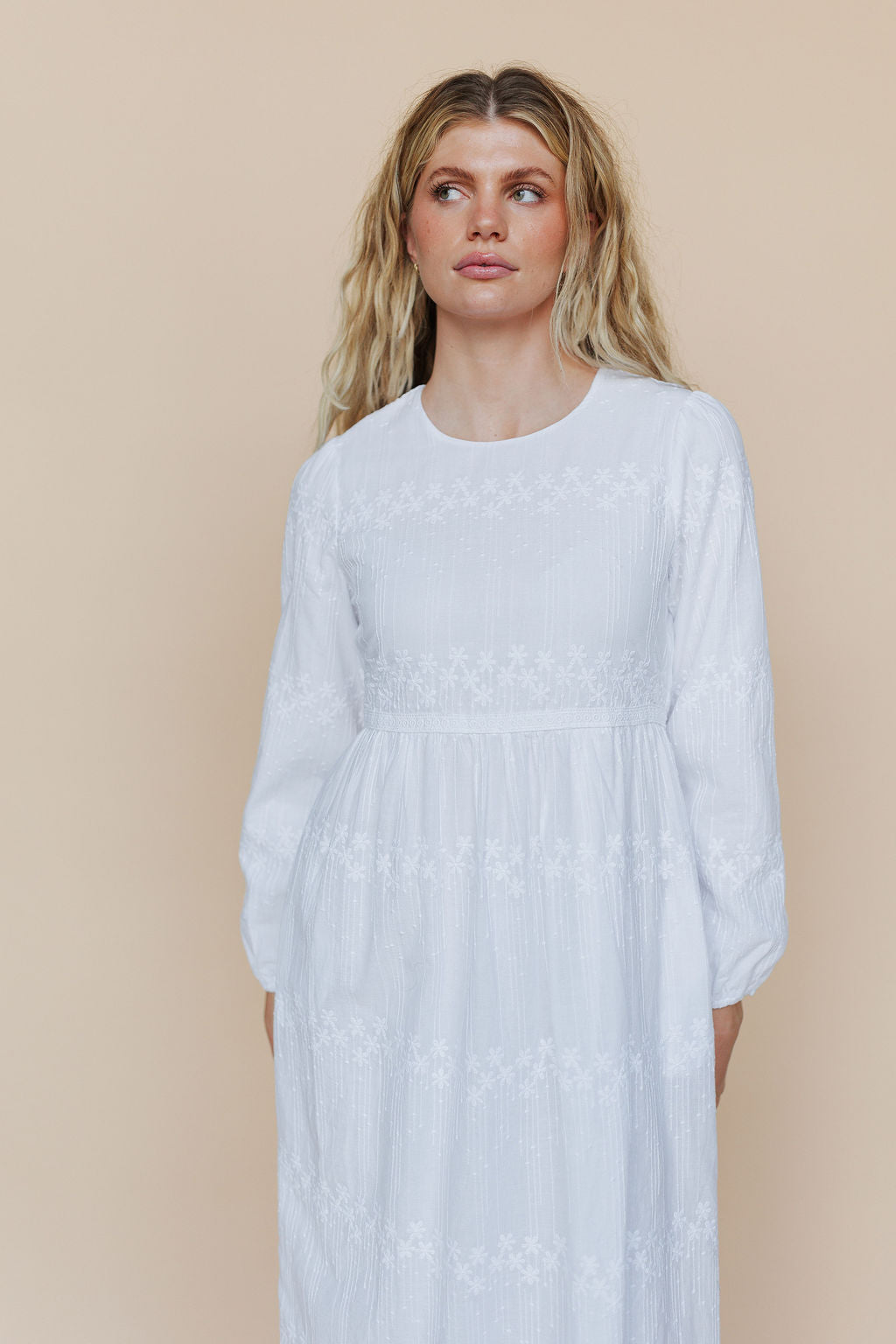 The White Embroidered Cotton Maxi