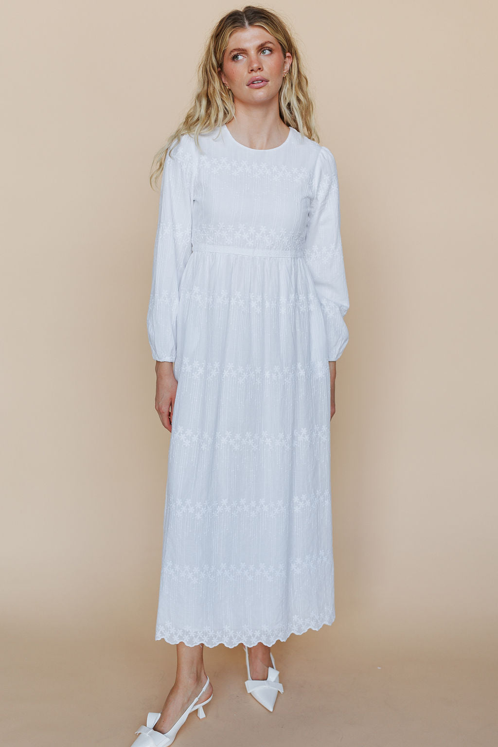 The White Embroidered Cotton Maxi