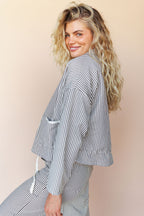 FINAL SALE - Casey Pinstripe Jacket in Mocha