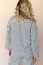 FINAL SALE - Casey Pinstripe Jacket in Mocha
