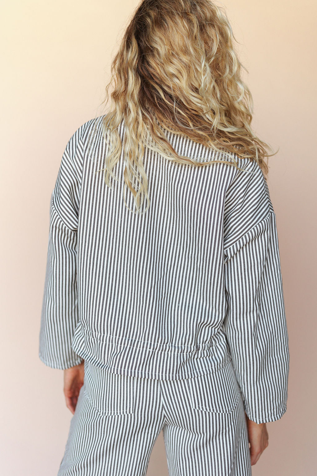 FINAL SALE - Casey Pinstripe Jacket in Mocha