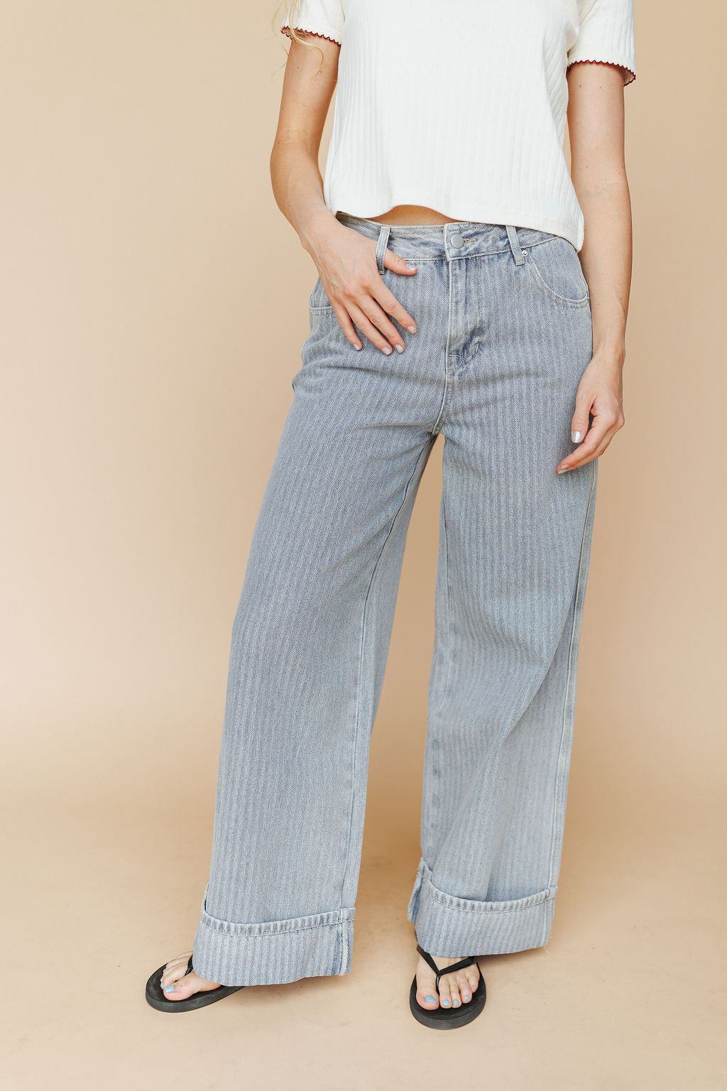 Leah Stripe Denim Jeans Main image