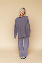 Porter Fleece Stripe Top in Lavender