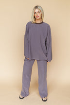 Porter Fleece Stripe Top in Lavender
