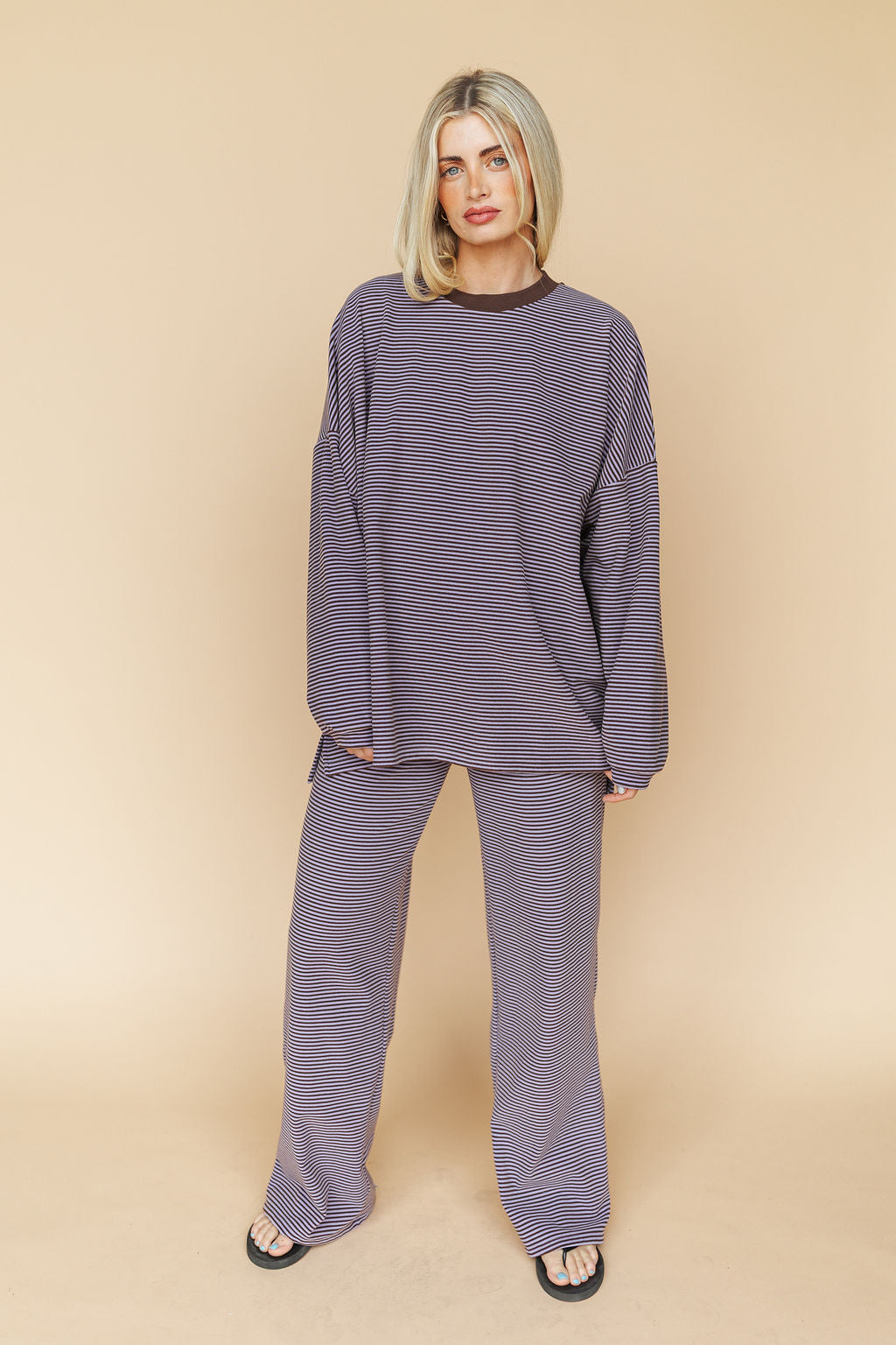 Porter Fleece Stripe Top in Lavender