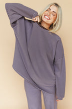 Porter Fleece Stripe Top in Lavender
