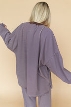 Porter Fleece Stripe Top in Lavender
