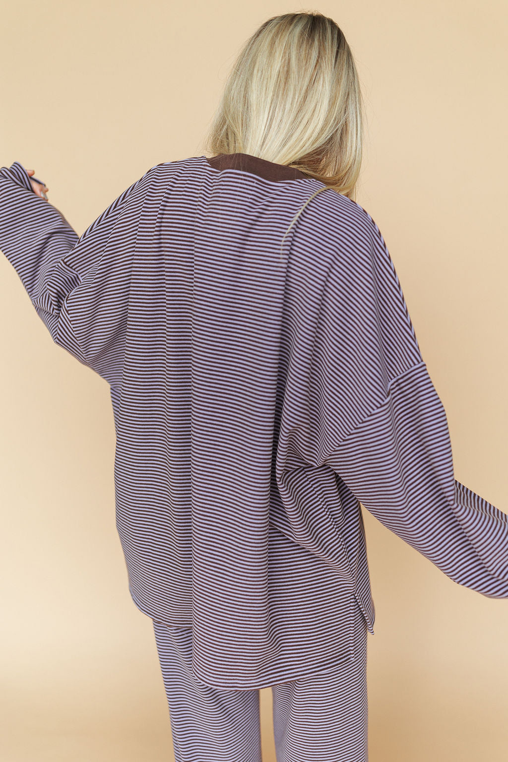 Porter Fleece Stripe Top in Lavender
