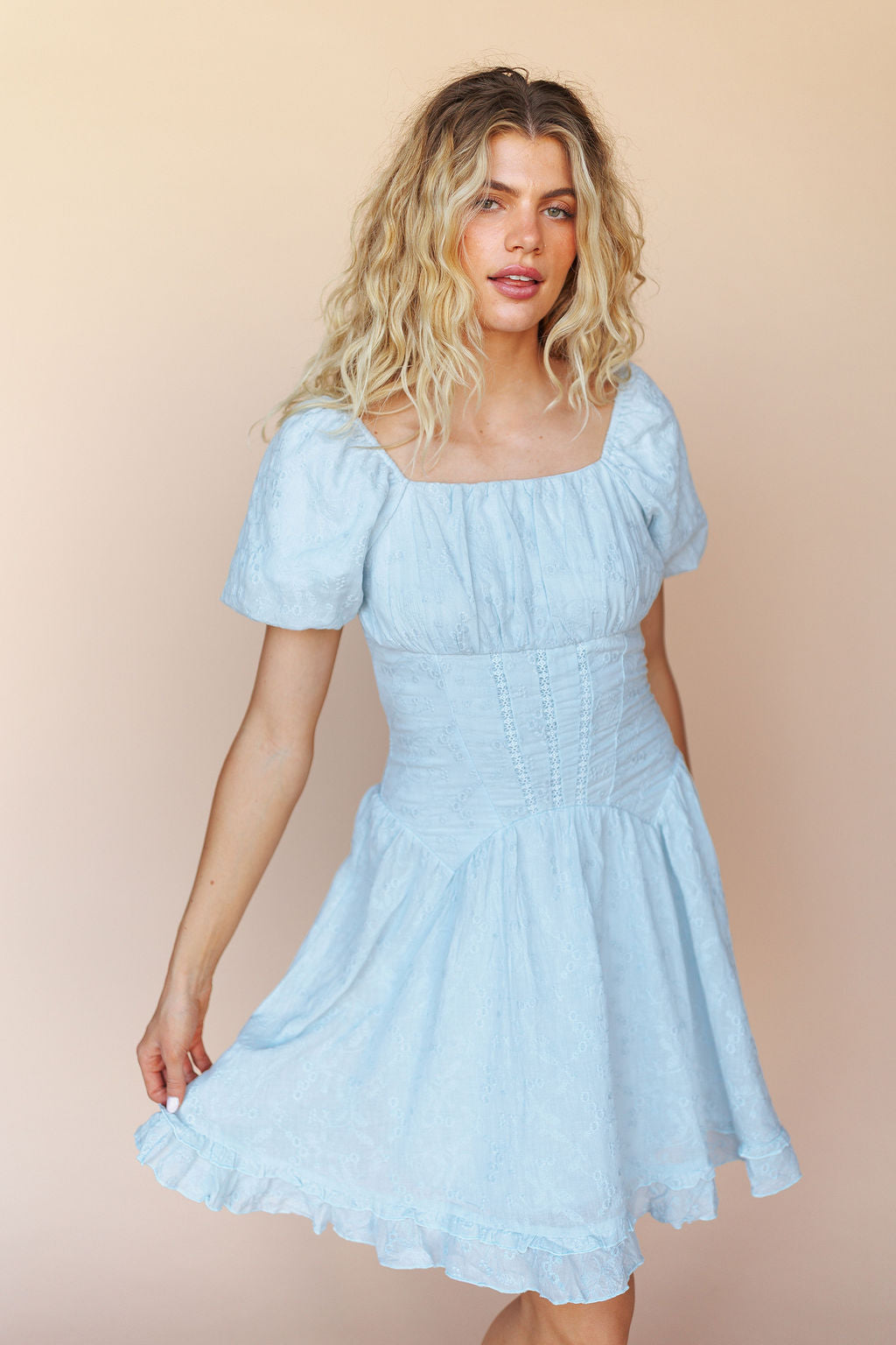 FINAL SALE - Anastasia Lace Dress In Baby Blue Main image