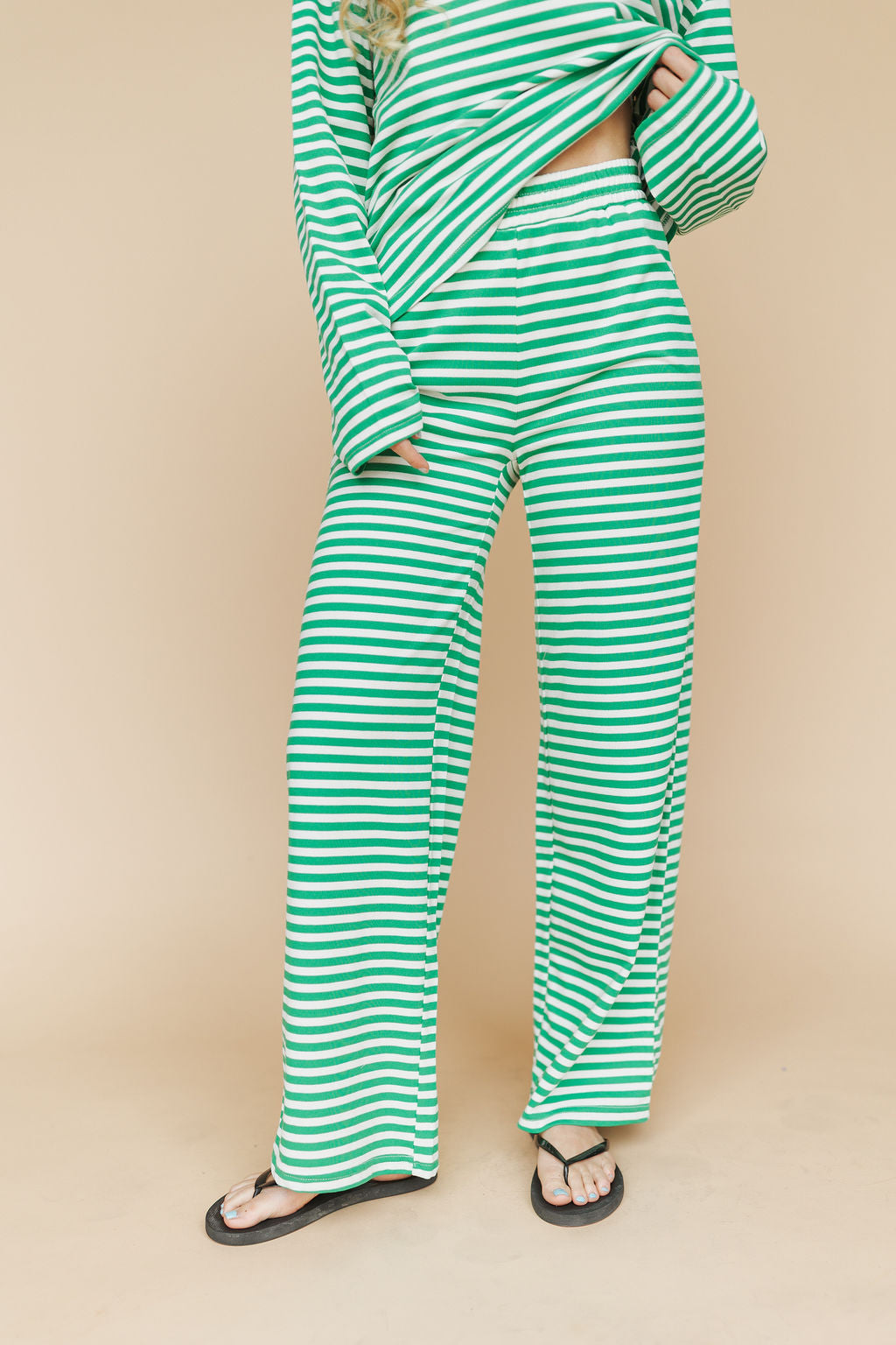 Lauren Stripe Pants in Green Main image