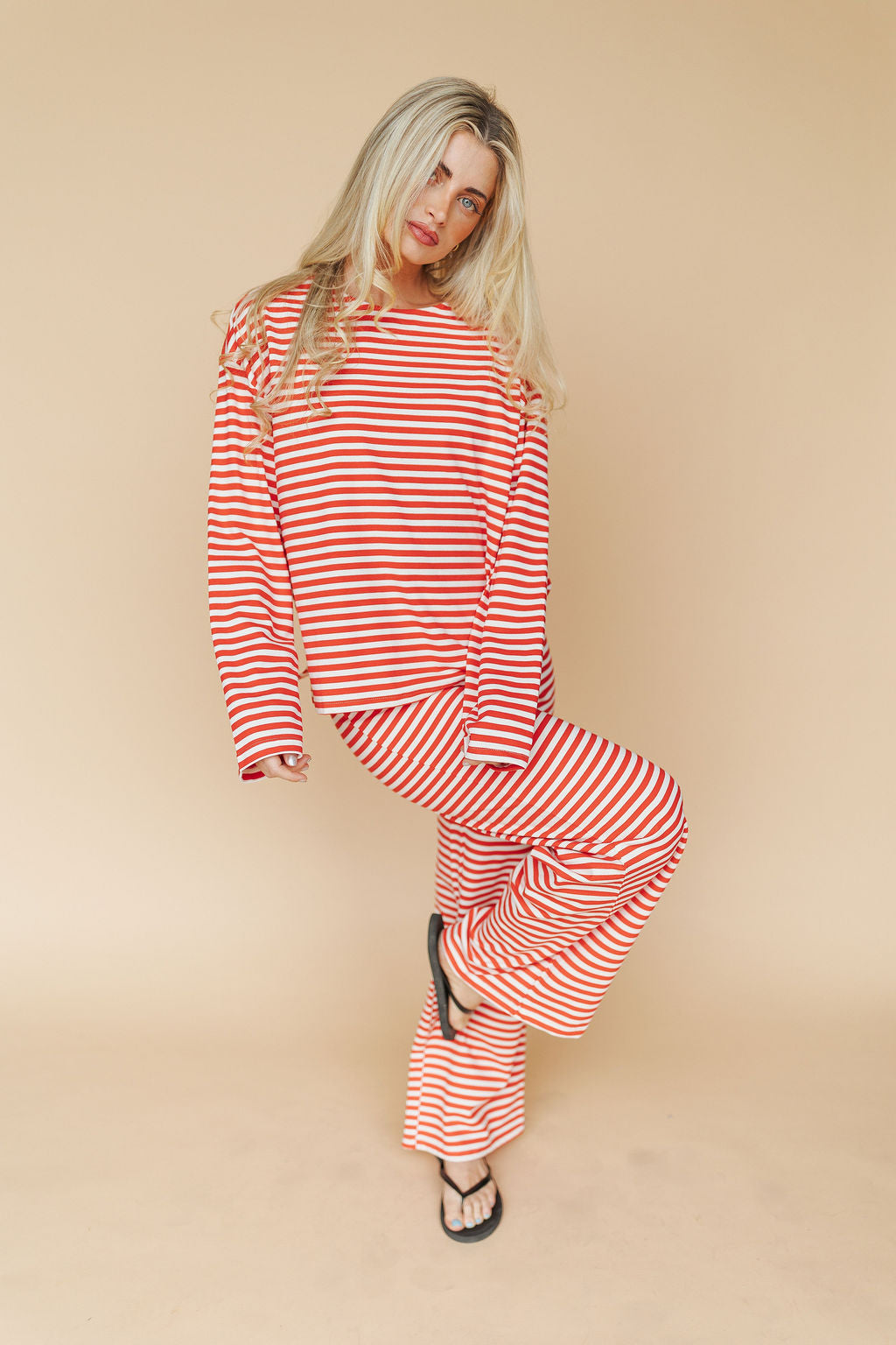 Lauren Stripe Long Sleeve in Red