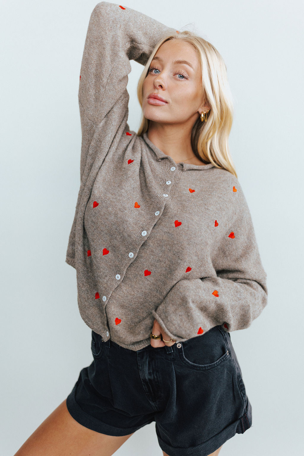 FINAL SALE - Piper Embroidered Cardigan in Mocha Secondary image