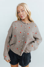 FINAL SALE - Piper Embroidered Cardigan in Mocha
