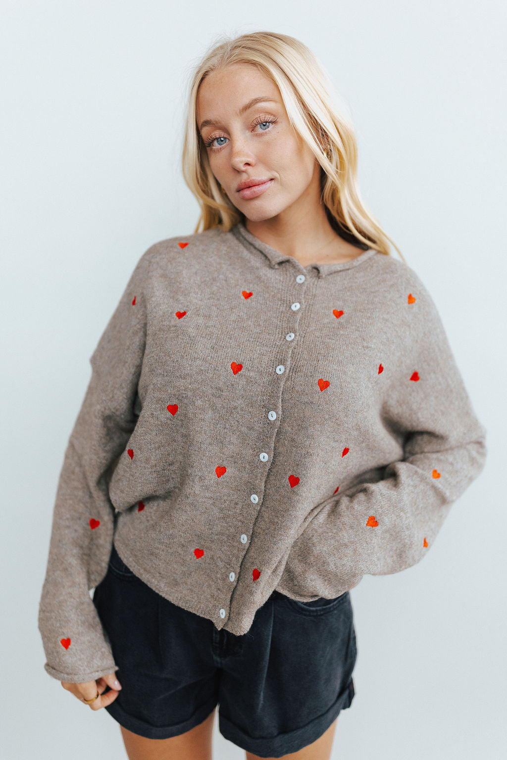 FINAL SALE - Piper Embroidered Cardigan in Mocha