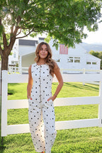 Dotted Zip Front Overalls