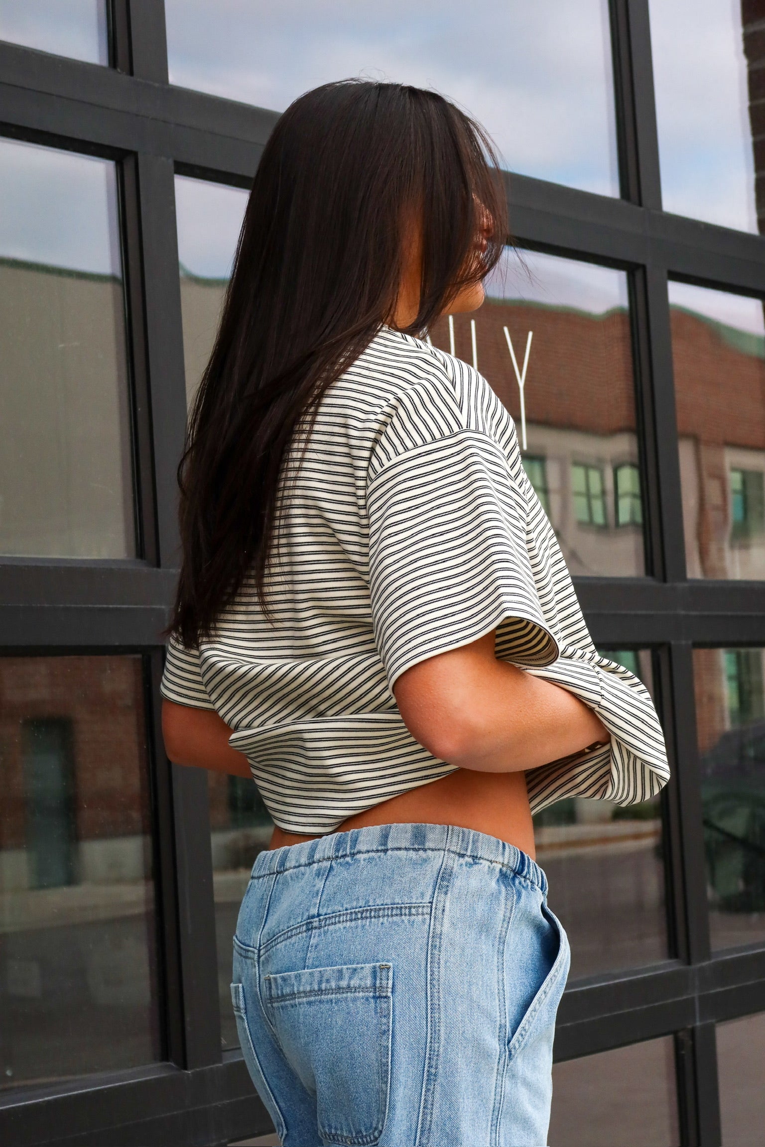 Billie Stripe Tee in Ivory