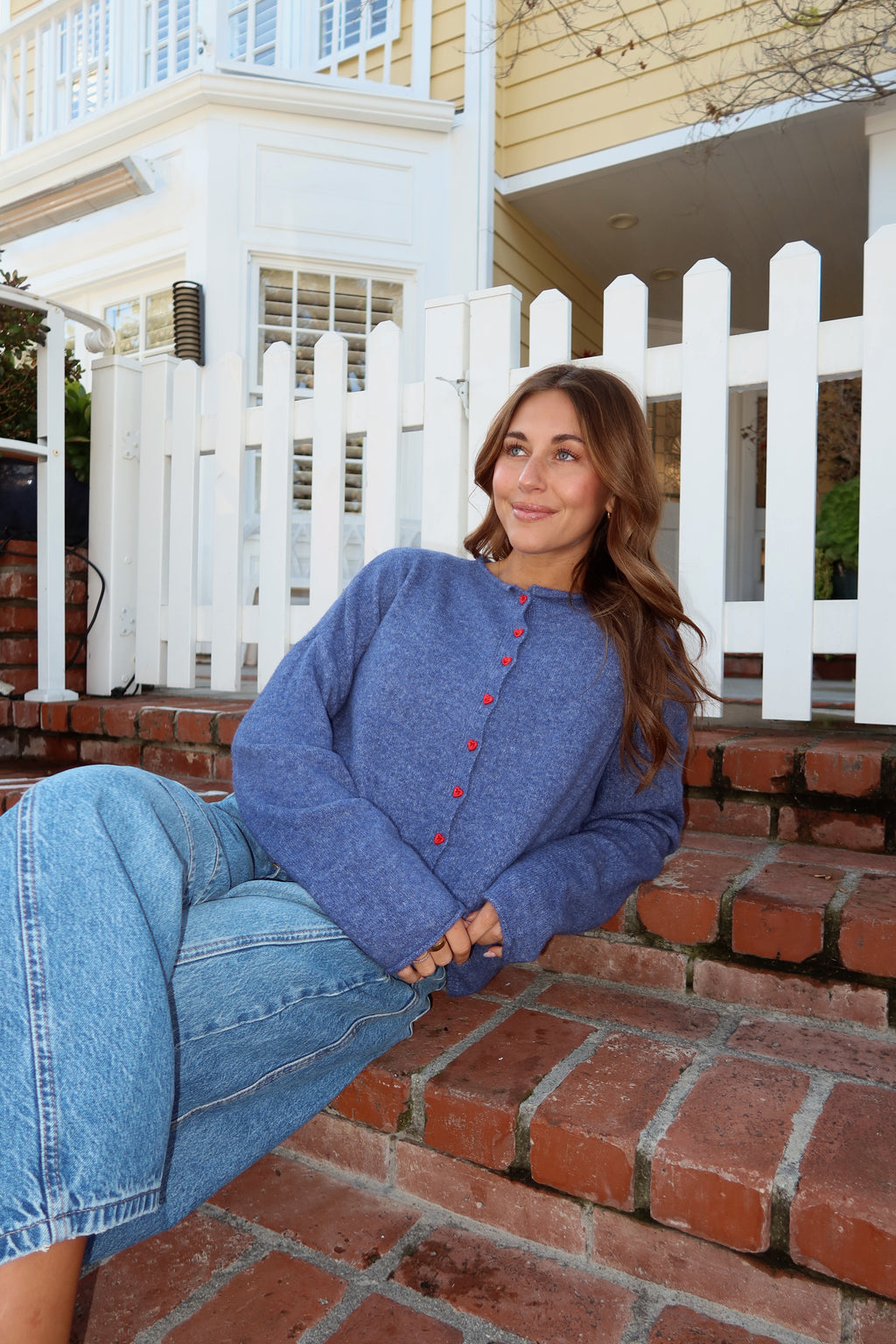 FINAL SALE - Piper HEART Cardigan in Denim Blue