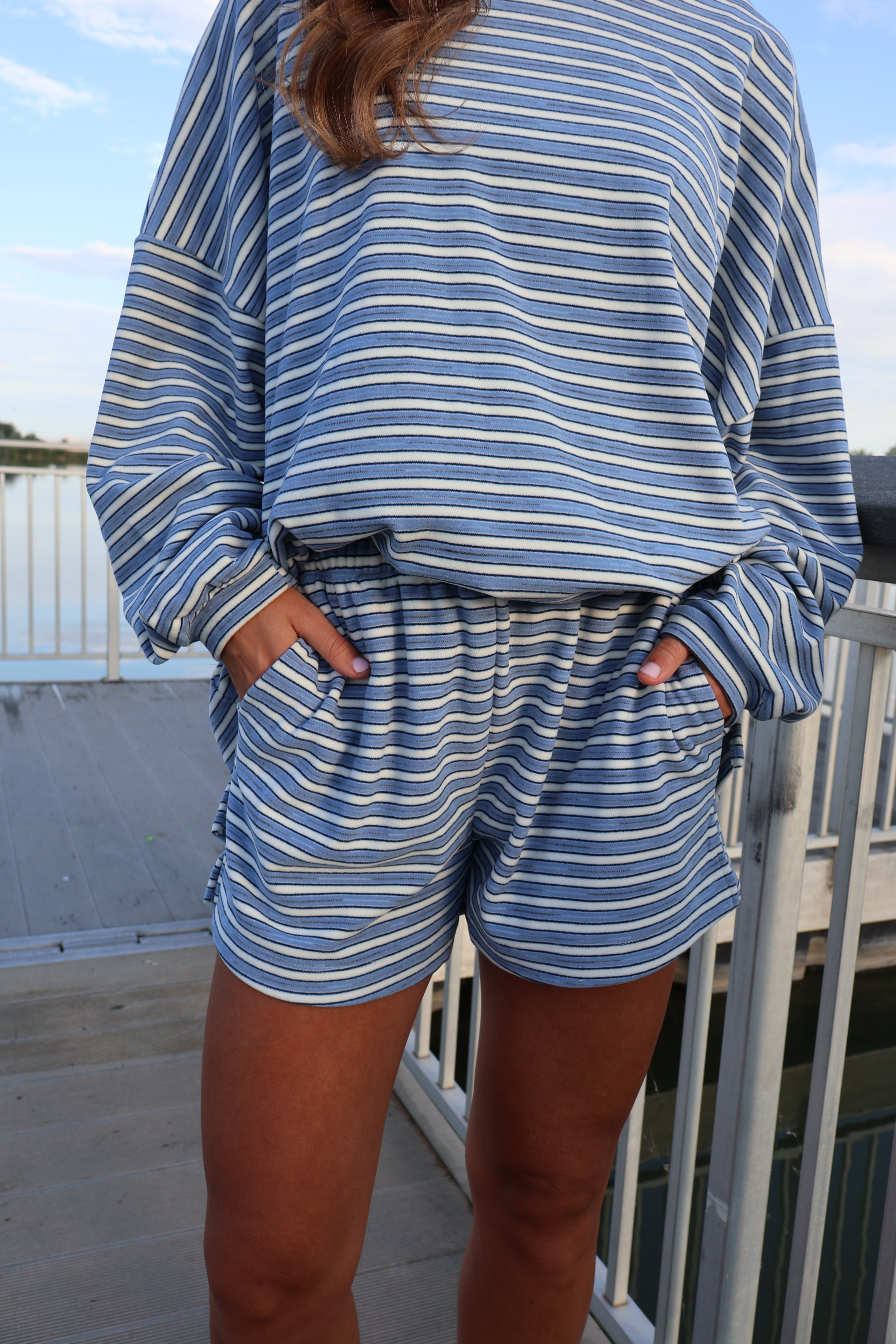 Cameron Stripe Fleece Shorts Main image