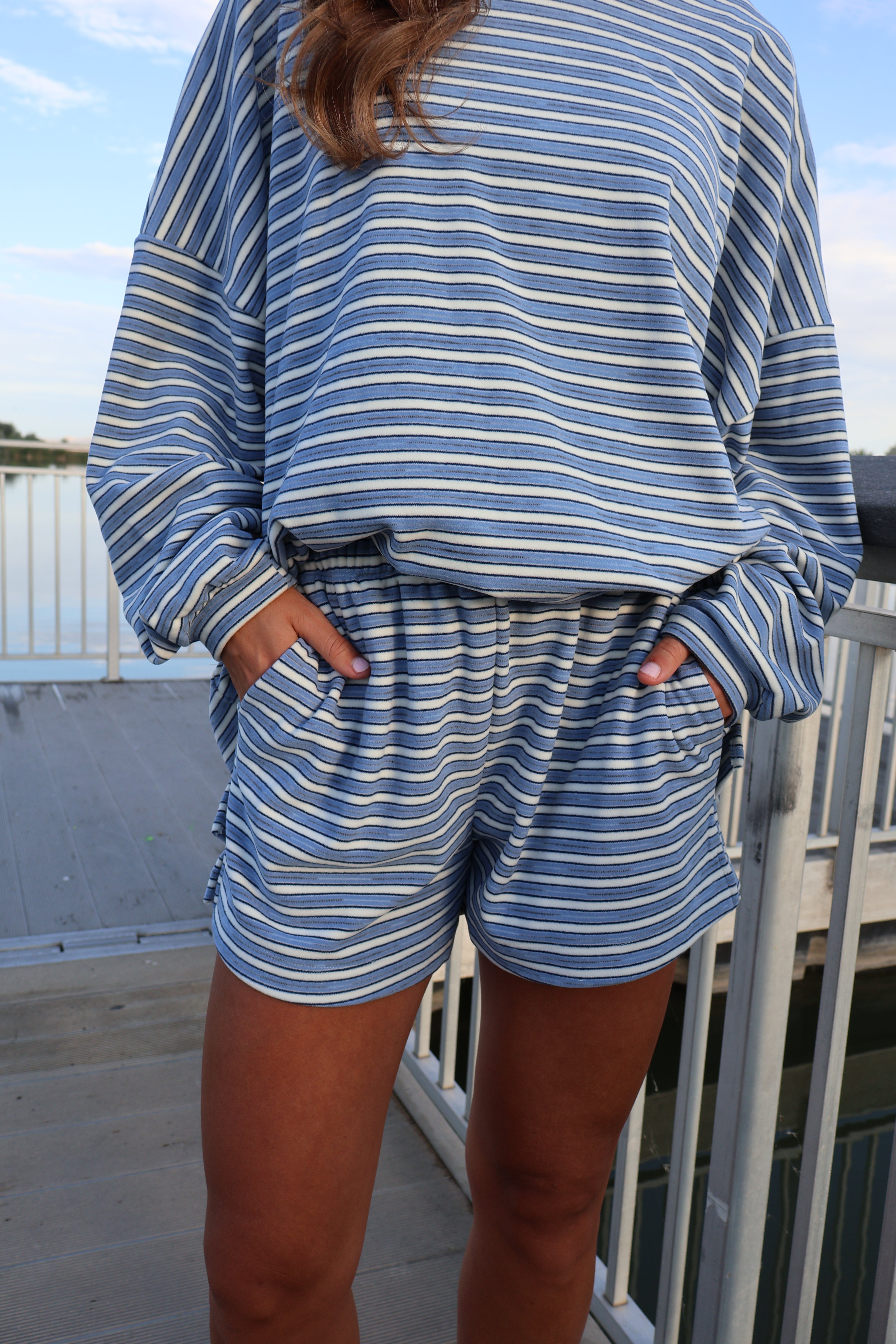 Cameron Stripe Fleece Shorts