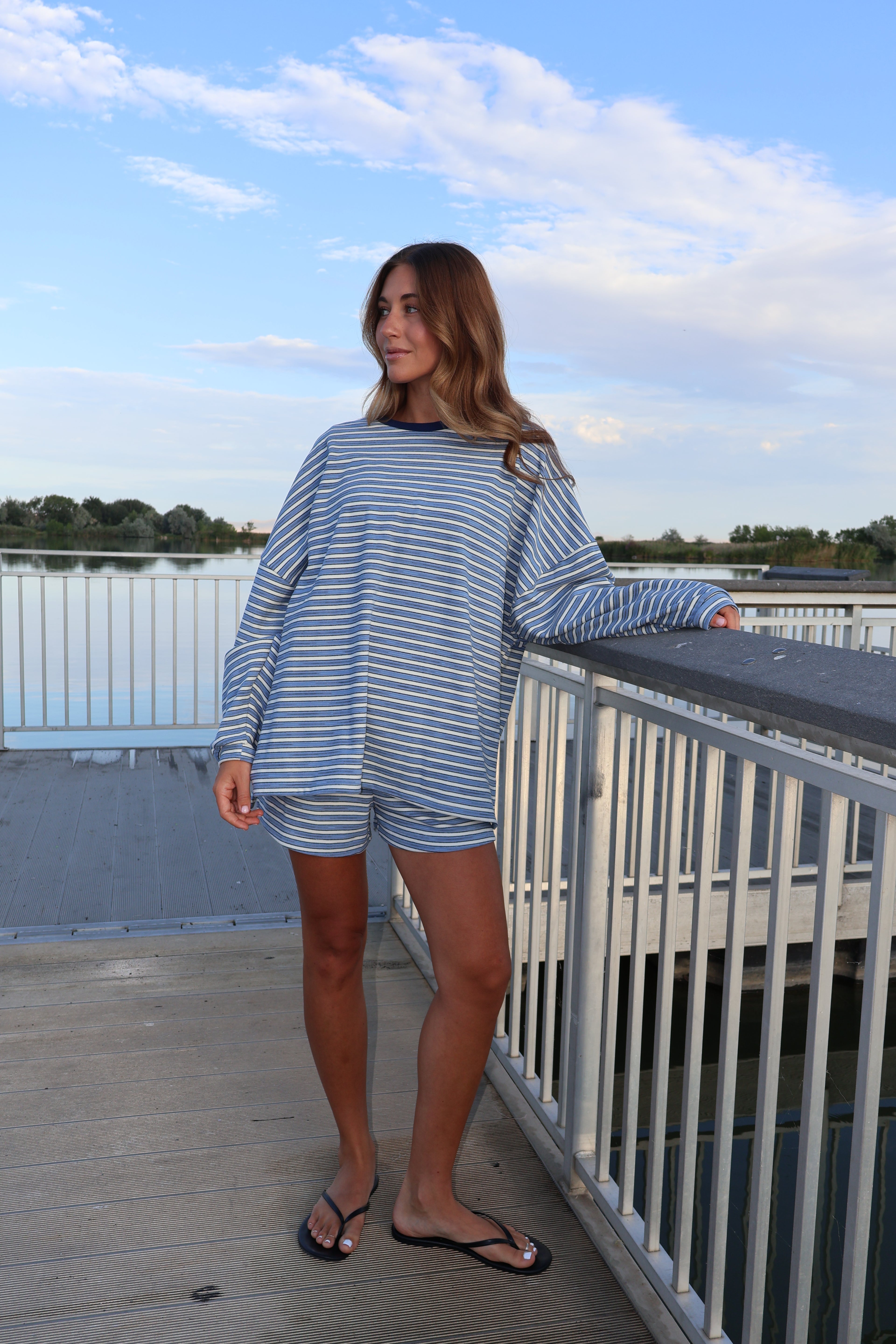 Cameron Stripe Fleece Shorts