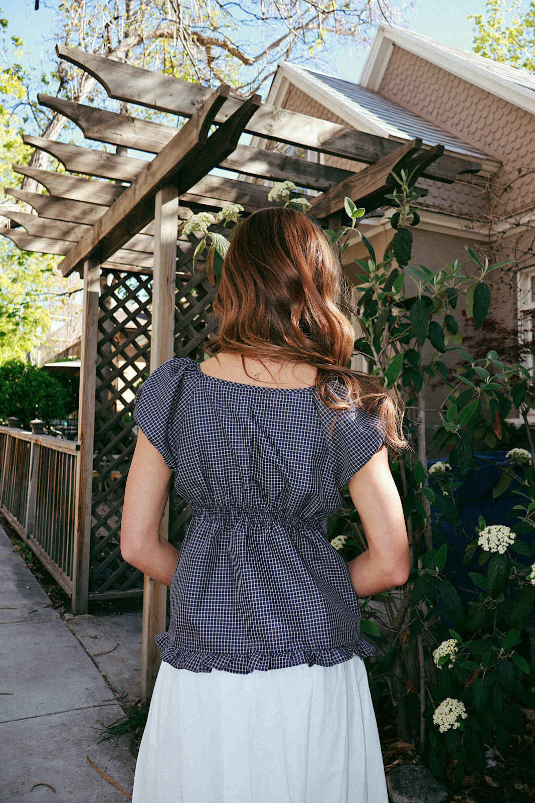 Ellen Plaid Top in Navy Secondary image