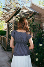 Ellen Plaid Top in Navy