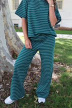 Terry Stripe Pants in Hunter Green