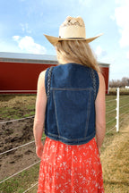Mesa Braided Denim Vest in Dark Wash