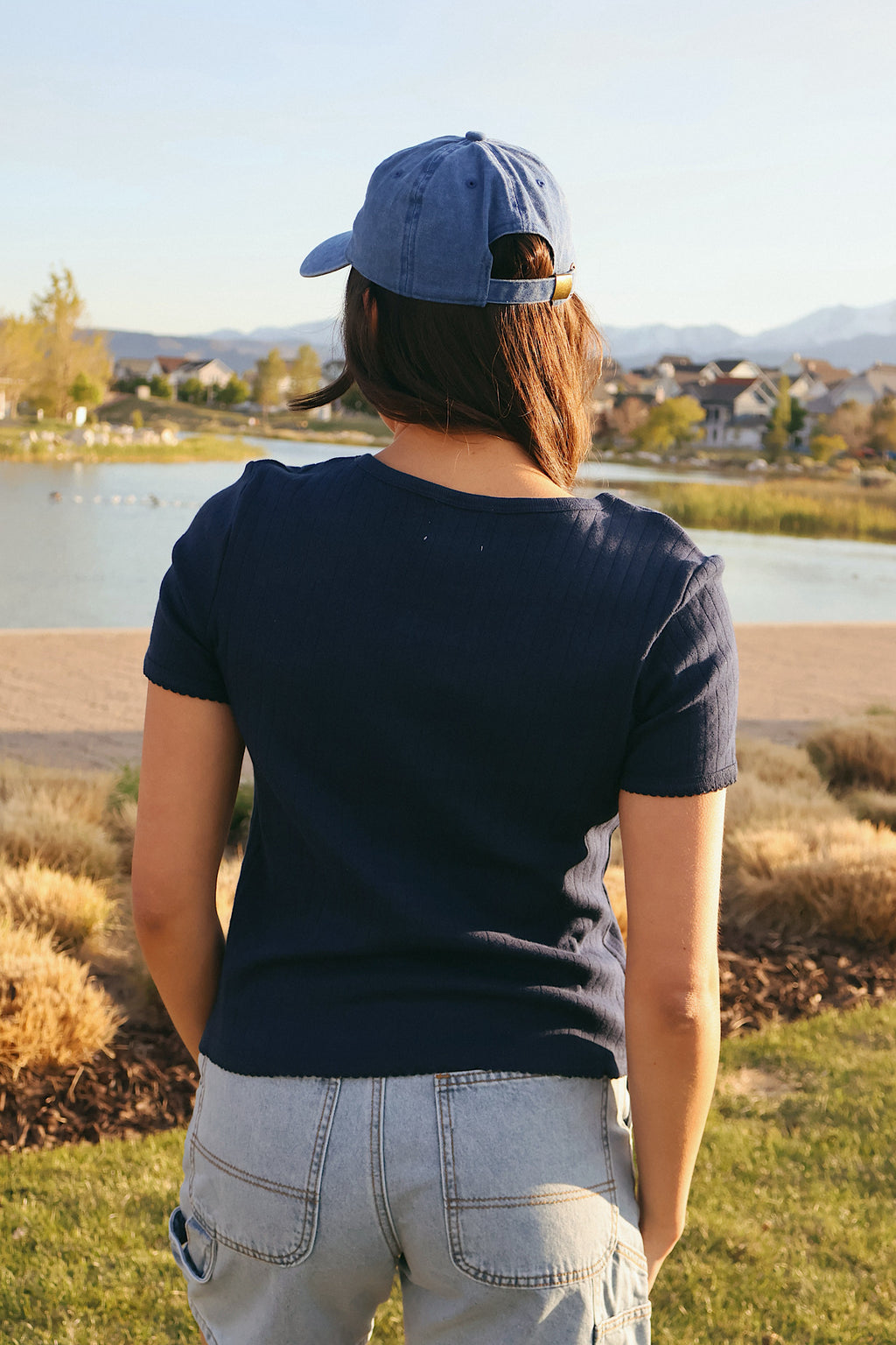 Leslie Pointelle V-Neck Tee