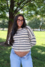 Piper Stripe Cardigan in Natural/Navy