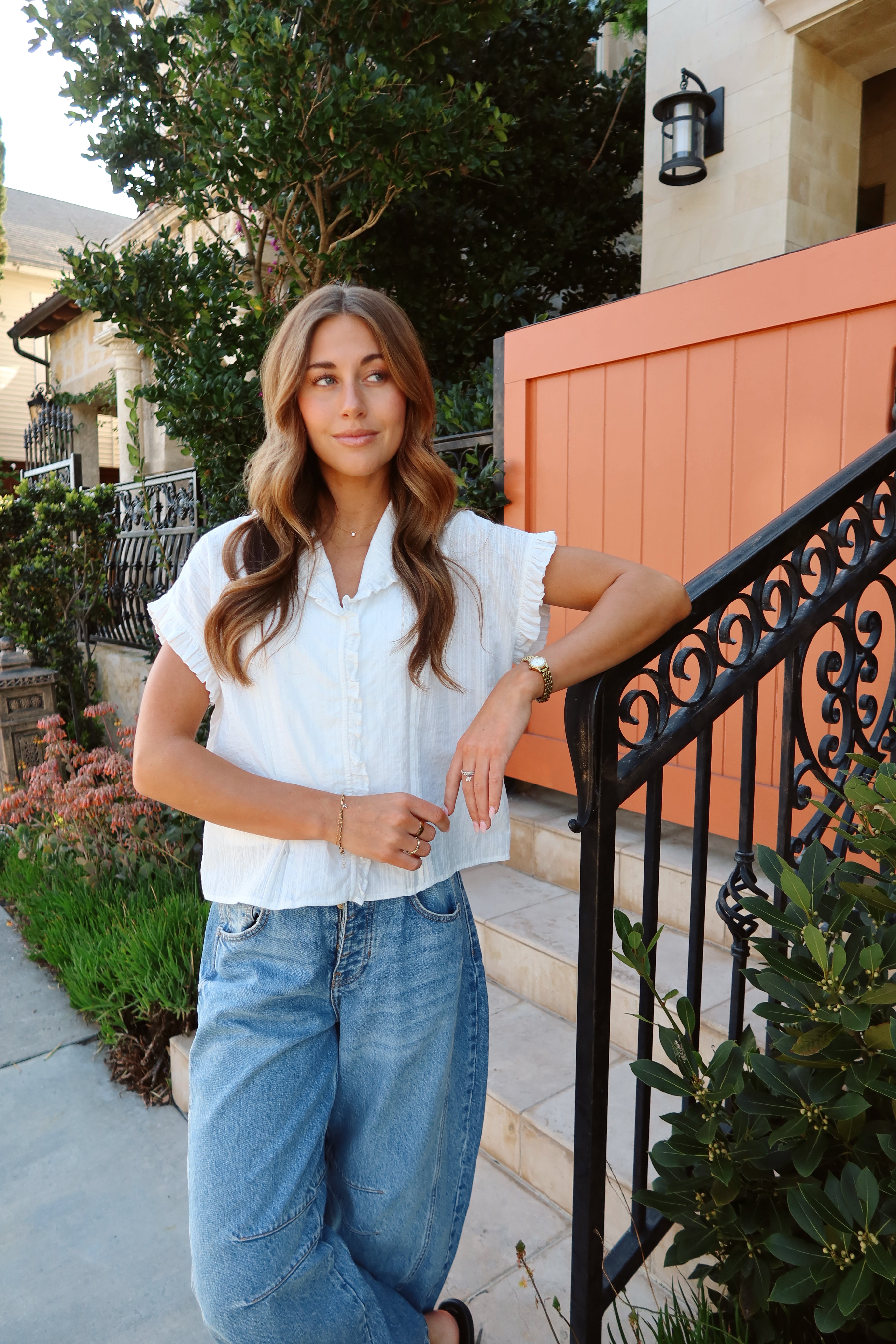 Hattie Cotton Ruffle Blouse