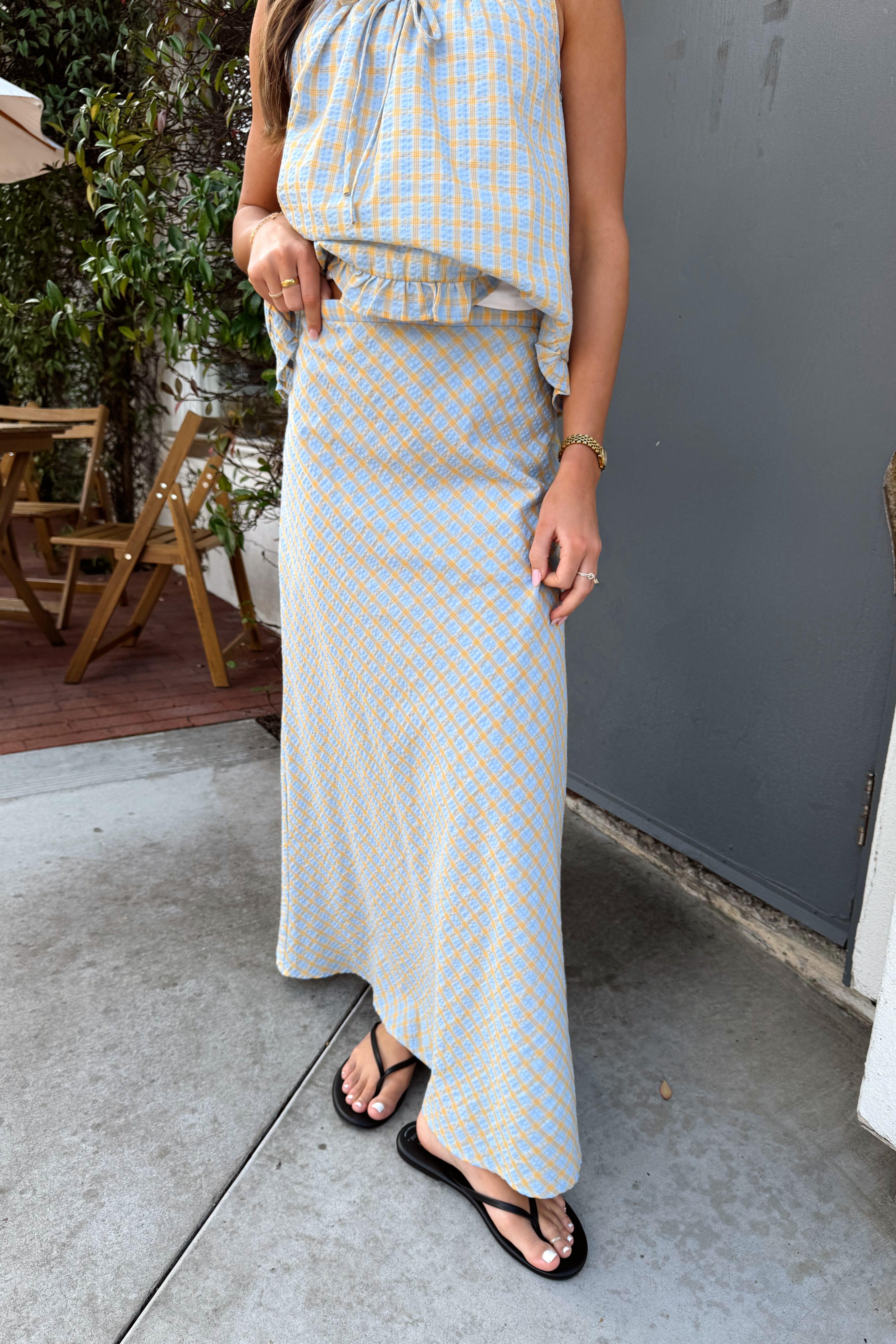 Adelaide Plaid Skirt in Blue Main image