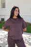 Terry Stripe Tee in Chocolate