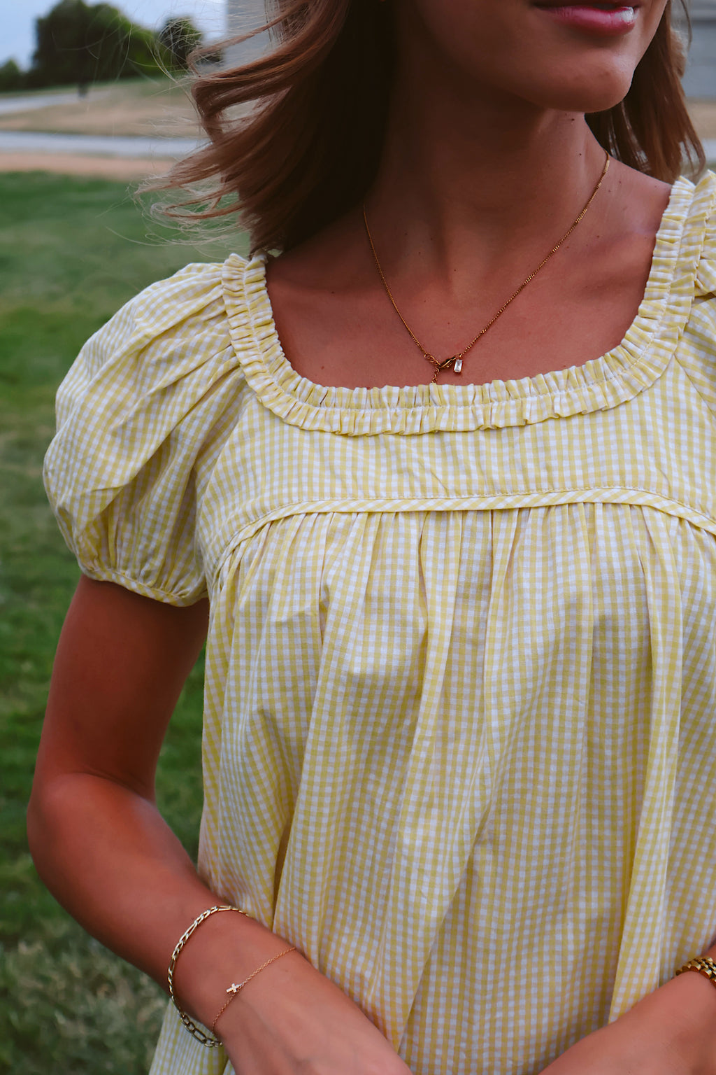 Teddy Gingham Ruffle Dress