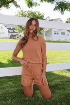 Tera Crochet Shorts in Dusty Apricot