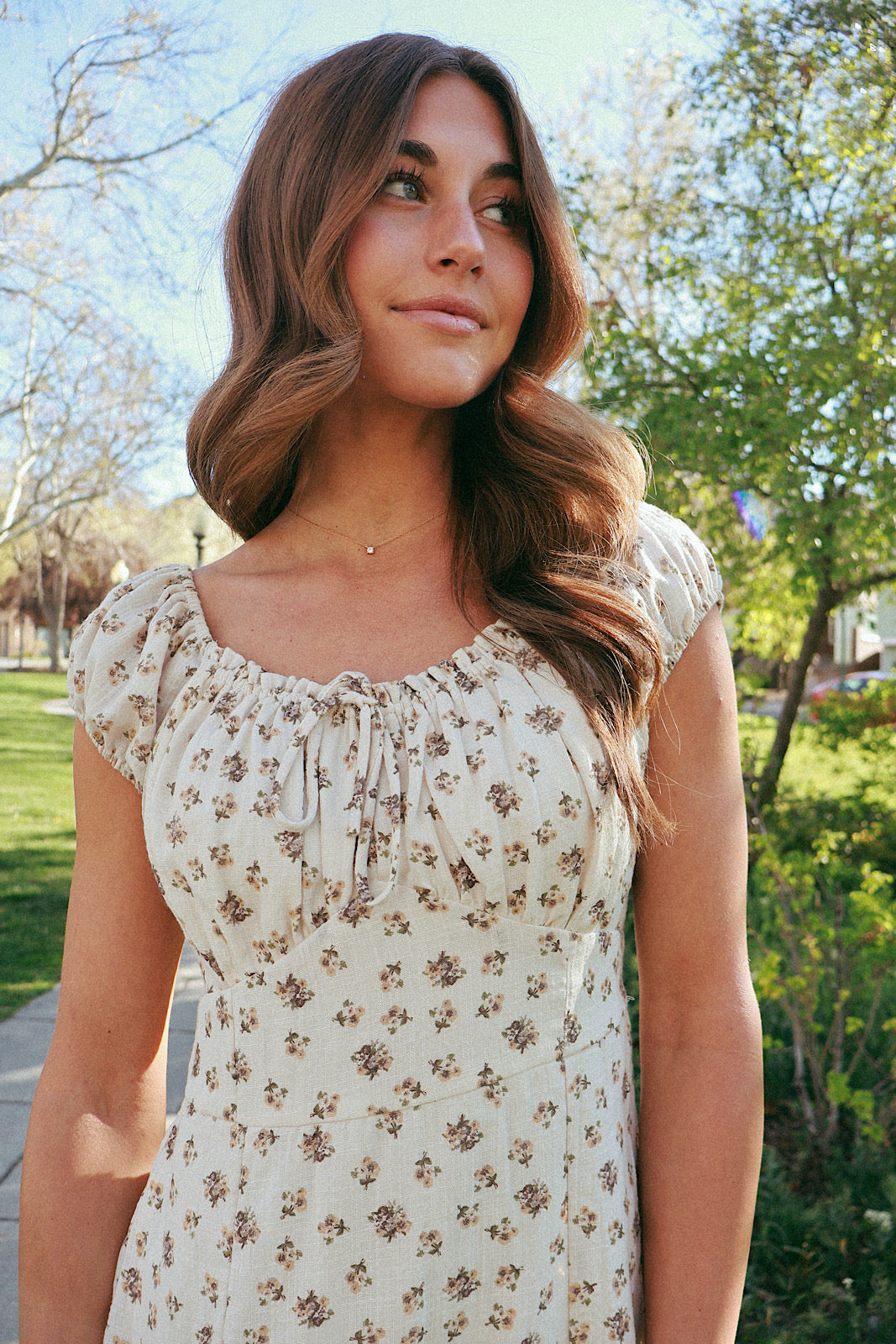 Sweet Dreams Floral Dress in Oatmeal
