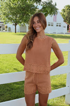 Tera Crochet Tank in Dusty Apricot