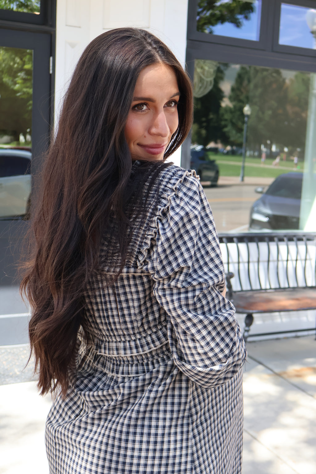 Plaid Dress in Navy